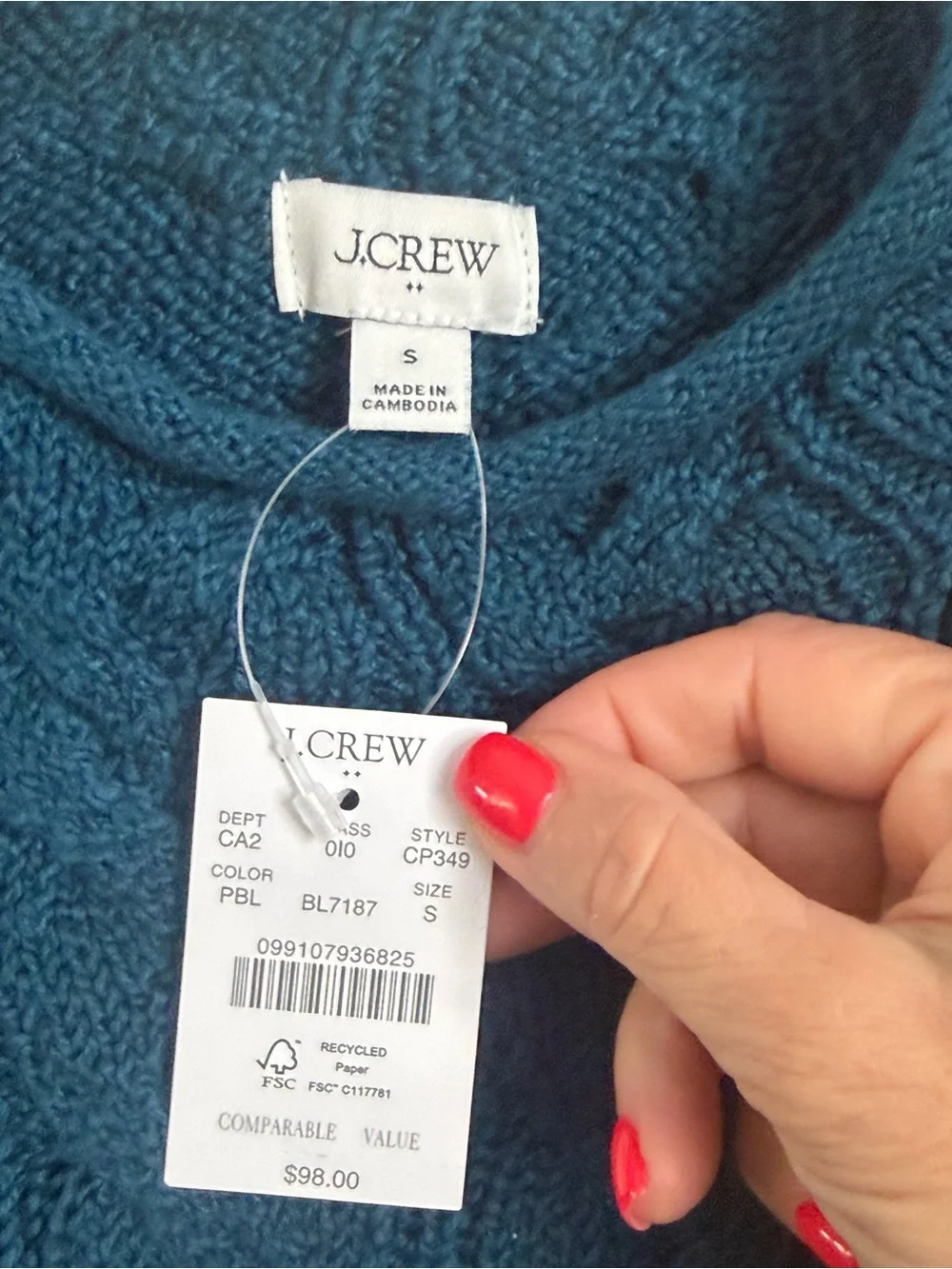 J.Crew Factory NWT Fisherman Cable Knit Sweater Small Crewneck